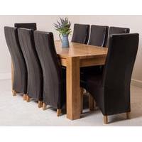 kuba solid oak dining table 8 brown lola leather chairs