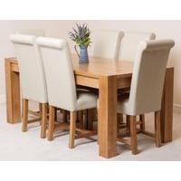 Kuba Solid Oak Dining Table & 6 Ivory Washington Leather Chairs