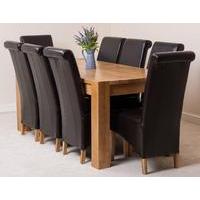 Kuba Solid Oak Dining Table & 8 Brown Montana Leather Chairs