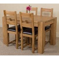 Kuba Solid Oak 125 cm Dining Table with 4 Lincoln Chairs