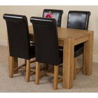 Kuba Solid Oak 125 cm and 4 Black Washington