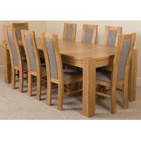 kuba solid oak 220 cm and 8 stanford solid oak fabric chairs