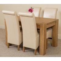 Kuba Solid Oak 125 cm and 4 Ivory Montana