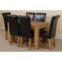 kuba solid oak 125 cm and 6 black washington