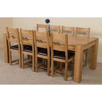 kuba solid oak 220 cm dining table with 8 lincoln chairs