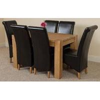 Kuba Solid Oak 125 cm and 6 Black Montana