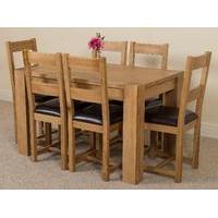 Kuba Solid Oak 125 cm Dining Table with 6 Lincoln Chairs