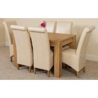 kuba solid oak 125 cm and 6 ivory montana