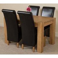 Kuba Solid Oak 125 cm and 4 Black Montana