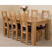 Kuba Solid Oak Dining Table & 6 Yale Solid Oak Leather Chairs