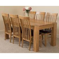 Kuba Solid Oak Dining Table & 6 Harvard Solid Oak Leather Chairs