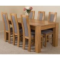 Kuba Solid Oak Dining Table & 6 Stanford Solid Oak Fabric Chairs