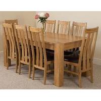 Kuba Solid Oak Dining Table & 8 Princeton Solid Oak Leather Chairs