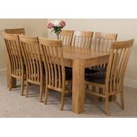 Kuba Solid Oak Dining Table & 8 Harvard Solid Oak Leather Chairs