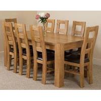 Kuba Solid Oak Dining Table & 8 Yale Solid Oak Leather Chairs