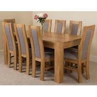 Kuba Solid Oak Dining Table & 8 Stanford Solid Oak Fabric Chairs