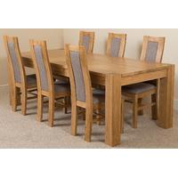 kuba solid oak 220 cm and 6 stanford solid oak fabric chairs