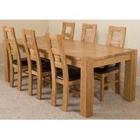 Kuba Solid Oak 220 cm and 6 Yale Solid Oak Leather Chairs