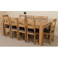 Kuba Solid Oak 220 cm Dining Table with 10 Lincoln Chairs