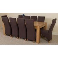 Kuba Solid Oak 220 cm and 10 Brown Lola Fabric