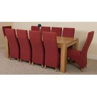 Kuba Solid Oak 220 cm and 10 Red Lola Fabric