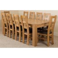 kuba solid oak 220 cm and 10 yale solid oak leather chairs