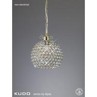 Kudo Ball Crystal Shade in Antique Brass with Suspension