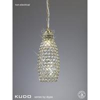 Kudo Drum Crystal Shade in Antique Brass with Suspension