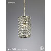 Kudo Cylinder Crystal Shade in Antique Brass with Suspension