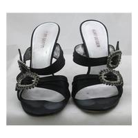 Kurt Geiger, size 5/38 black slide sandals with jewelled buckles