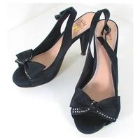 Kurt Geiger Miss KG Size 7 Black With Bow Detail Peep Toe Heeled Shoes