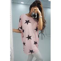 kurt star print dipped hem oversized tee