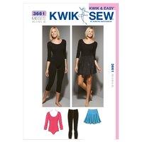 kwiksew k3661 leotard leggings and skirt 361588