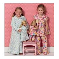 Kwik Sew Childrens Ellie Mae Sewing Pattern 0157 Made to Match Girls & Dolls Sleepwear