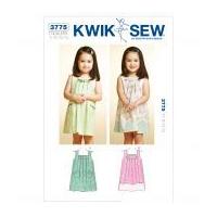 Kwik Sew Toddlers Sewing Pattern 3775 Girls Box Pleat Dresses