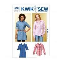 kwik sew ladies sewing pattern 3799 shirt shirt dress