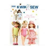Kwik Sew Crafts Sewing Pattern 3688 Playtime Doll Clothes