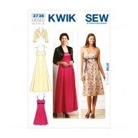 Kwik Sew Ladies Sewing Pattern 3736 Sweetheart Neckline Dresses & Jacket
