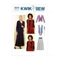 Kwik Sew Ladies Easy Sewing Pattern 3819 Skirt, Jacket & Sleeveless Top