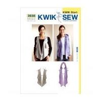 Kwik Sew Ladies Easy Learn to Sew Sewing Pattern 3838 Sleeveless Tops
