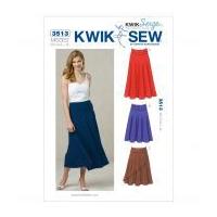 Kwik Sew Ladies Easy Sewing Pattern 3513 Skirts