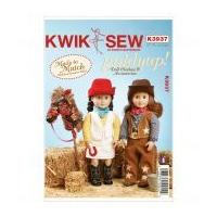 Kwik Sew Dolls Clothes Sewing Pattern 3937 Cowboy & Cowgirl Outfits