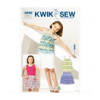 Kwik Sew Childrens Sewing Pattern 3698 Summer Ruffle Tops & Skirts