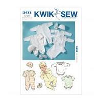 Kwik Sew Baby Sewing Pattern 2433 Rompers, Jumpsuit, Cap & Booties
