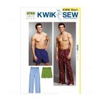 Kwik Sew Men's Easy Learn to Sew Sewing Pattern 3793 Pyjama Bottoms Pants & Shorts