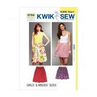 Kwik Sew Ladies & Girls Easy Learn to Sew Sewing Pattern 3794 Skirts