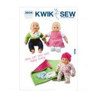 Kwik Sew Crafts Sewing Pattern 3834 Baby Doll Clothes