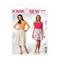 Kwik Sew Ladies Sewing Pattern 3931 Buttons Front Skirts