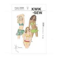 Kwik Sew Ladies Easy Sewing Pattern 3330 Bikini Swimsuit, Sarong & Flower Appliques