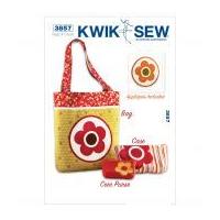 Kwik Sew Accessories Easy Sewing Pattern 3857 Bag, Case, Coin Purse & Flower Appliques